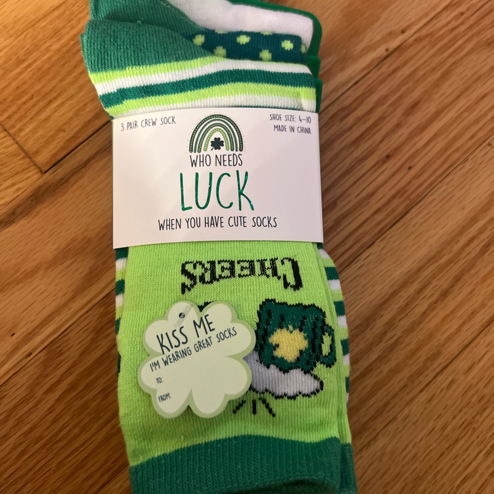 St patricks day lucky irish socks 3 pair Socks